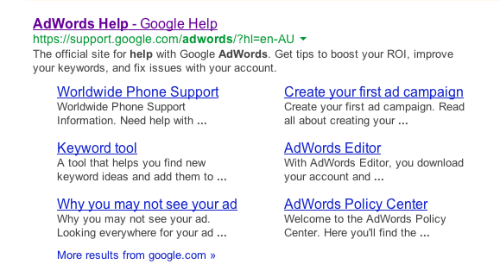 Search for "AdWords Help" in Google